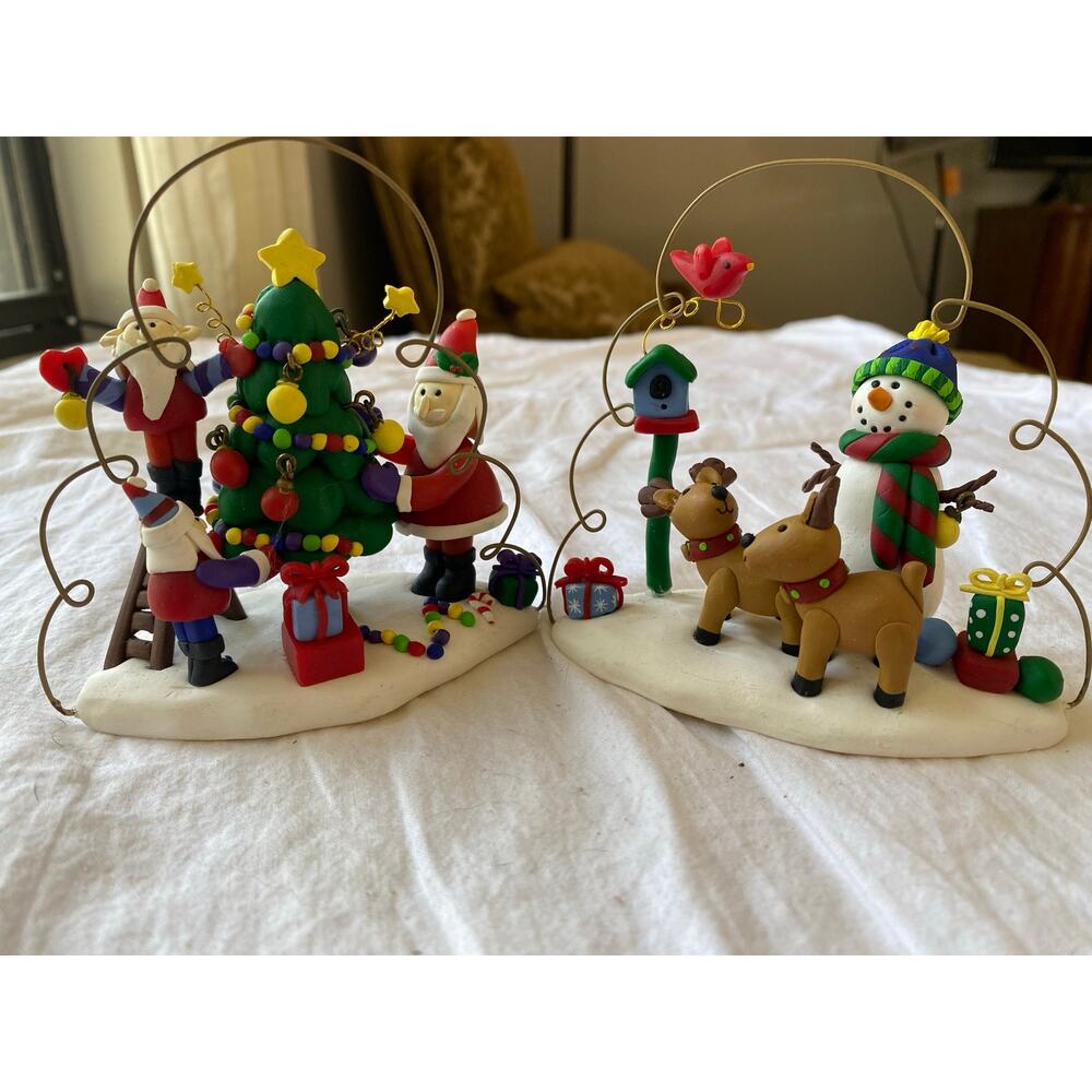 Kirkland Signature Jolly Holiday handmade clay ornaments, likely a vintage set